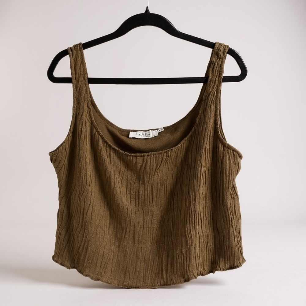 ASTR Textured Lined Tank Top Olive Green Brown Women's Size XL NWOT